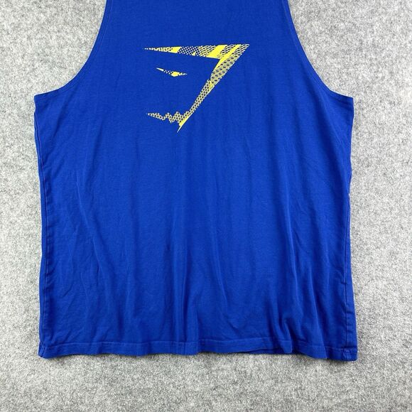 Gymshark Infill Stringer Tank Shirt Mens XL Blue Graphic Logo Racerback Workout - Picture 4 of 12